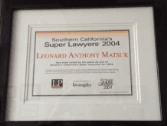 Super Lawyers Award for Leonard Matsuk